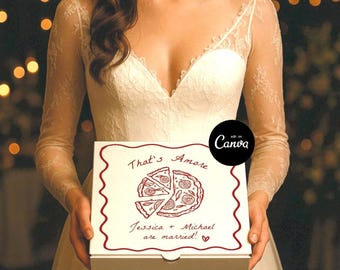Wedding Pizza Box Template, Customizable Pizza Box Design, That’s Amore Engagement Decor, Italian Bridal Bachelorette Pizza Template Digital