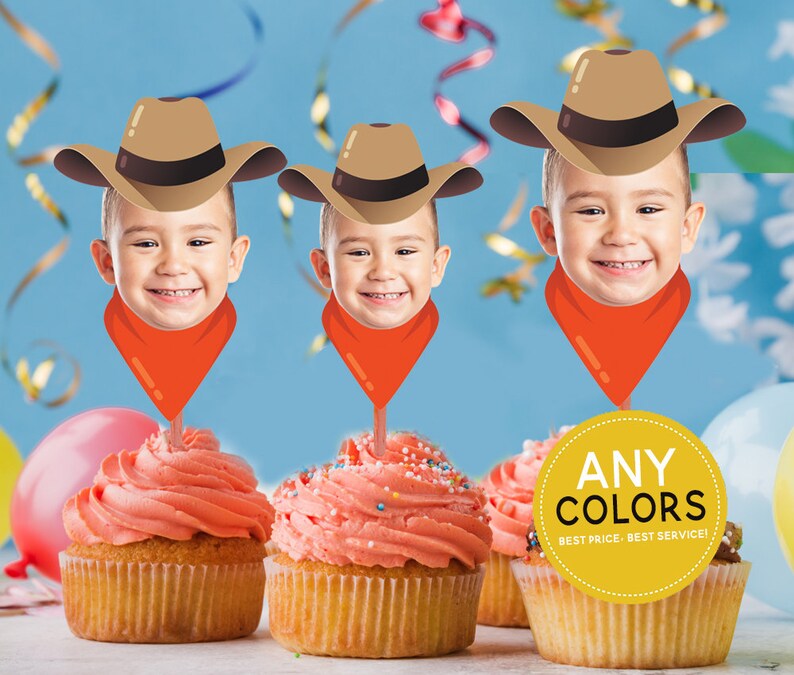 Cowboy Cupcake Topper Cowboy Birthday Decorations Photo Etsy
