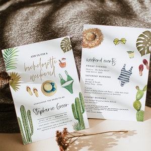 Desert Bachelorette Party Invite, Palm Springs Bachelorette Invite, Tropical Bachelorette Itinerary, Palm Springs Invite, Evite