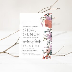 Floral Bridal Brunch Invitation Template Editable Template DIY Instant Download Modern Floral Bridal Shower Brunch Invite Printable