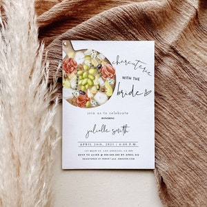 Charcuterie Bridal Shower Invitation, Charcuterie With The Bride To Be, Wine and Cheese Party Invitation, Wine Bridal Shower Invitation.DIY