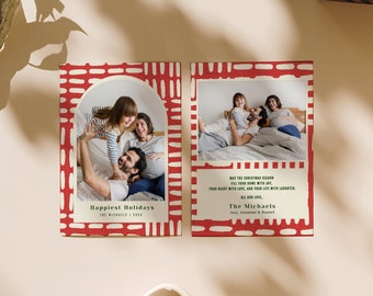 Christmas Photo Card Template, Picture Holiday Card, Modern Plaid Holiday Card Template, Christmas Card Digital Download Text, 2023 Holiday