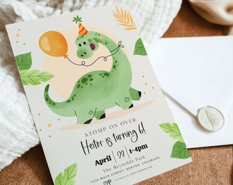 Dinosaur Birthday Invitation Instant Download, Editable Dinosaur Birthday, Jurassic Birthday Invitation, Trex invitation, Instant Download