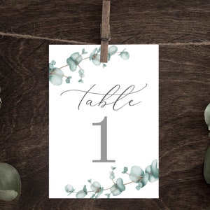 Eucalyptus Table Numbers, Greenery Wedding Decor, Printable Table Numbers, Wedding Table Decor, Botanical Table Numbers, INSTANT DOWNLOAD