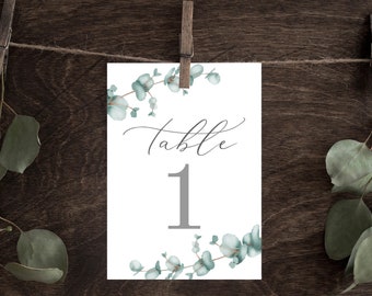 Eucalyptus Table Numbers, Greenery Wedding Decor, Printable Table Numbers, Wedding Table Decor, Botanical Table Numbers, INSTANT DOWNLOAD
