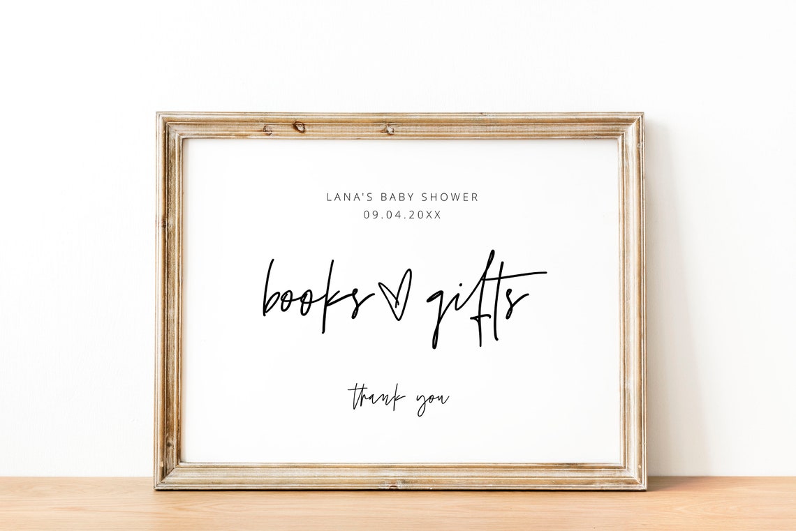 Books and Gift Baby Shower Sign Modern Baby Shower Books Etsy