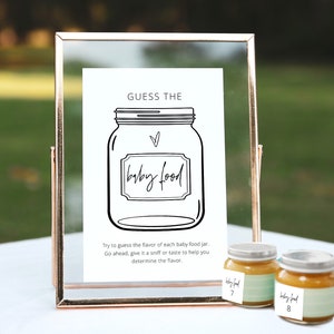 Baby Food Game, Guess the Baby Jar Food, Baby Shower Party Games Fun Printable, Modern Baby Shower Gender Neutral, Boho Baby Shower Games