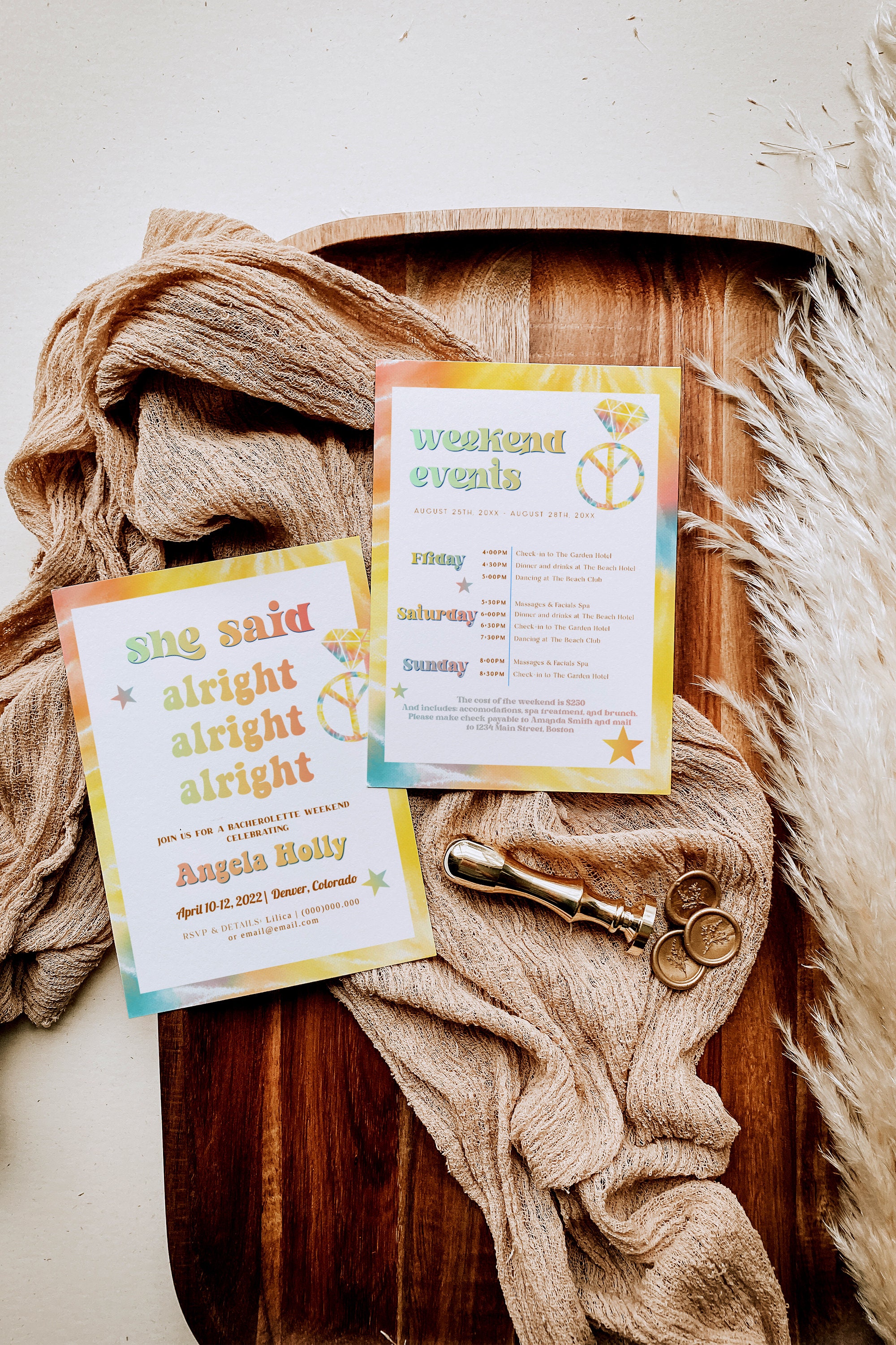 She Said Alright Alright Alright Dazed and Engaged Bachelorette Invitation Boozed and Confused Retro Bachelorette Invite