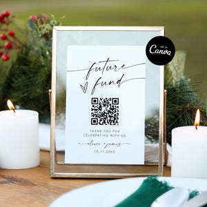 Wedding Honeymoon Fund, Future Fund Qr Code Sign, Venmo Wedding Qr Code, Wishing Well Wedding Cash Gift, Graduation Qr Code Cash Sign Canva