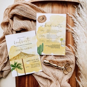 Mexico Bachelorette Itinerary, Last Fiesta Bachelorette Invitation, Beach Bachelorette Invitation, Cancun Bachelorette, Final Fiesta Bach