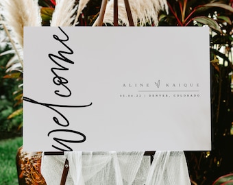 Ellia | Modern Wedding Welcome Sign, Editable Wedding Poster, Minimalist Wedding Signs, Modern Wedding Signage, Signs Instant Download, DIY