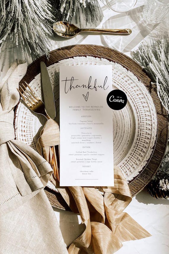 Editable Thanksgiving Menu, Friendsgiving Menu Editable, Thanksgiving Dinner Menu, Modern Thanksgiving Menu, Printable Menu Dinner DIY