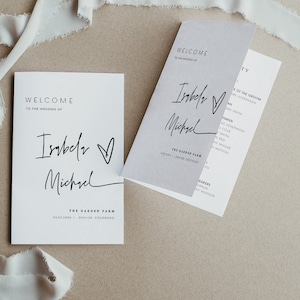 ELLIA | Minimalist Wedding Program Template, Modern Wedding Program, Minimal Wedding Program, Printable Program Wedding, Instant Templett