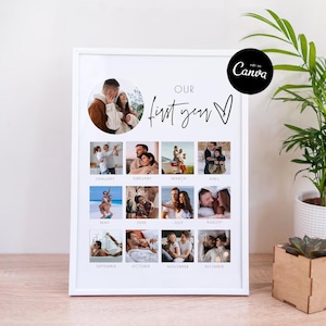 Personalize 1st Year Anniversary Photo Collage Gift, First Anniversary Gift Him Her, 1st anniversary gift husband, 1 Year Wedding Gift DIY