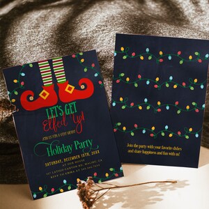 Let's Get Elfed Up Party Invitation, Christmas Party Invitation, Funny Christmas Party Invitation, Holiday Party Invite, Xmas Party Invite image 4