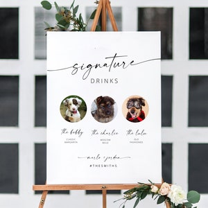 Dog Signature Drink Sign, Pet Signature Cocktail Sign, Minimalist Wedding Bar Sign, Dog Signature Cocktail Sign Editable Template | MIA