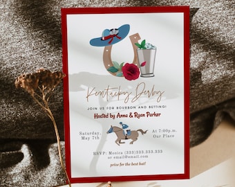Kentucky Derby Party Invitation, Talk Derby To Me Invitation, Run For The Roses, Derby Party, Editable Invitation, Kentucky Derby Party, DIY
