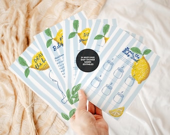 Juegos para baby shower con limón, paquete para baby shower con limón, imprimibles de cítricos para baby shower, juegos divertidos para baby shower, fiesta italiana para baby shower Ciao Bambino