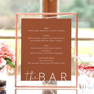 Terracotta Wedding Bar Sign Template, Desert Boho Bar Menu Sign, Autumn Wedding Drinks Menu, Editable Wedding Drinks Menu, The Bar Menu