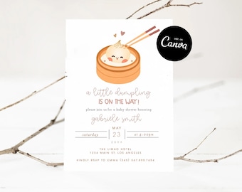 Bao Dumpling Baby Shower Invitation, Dim Sum Baby Shower, Dumpling Theme Party Invite, Dumpling On the Way, Little Dumpling, Bao Baby Shower
