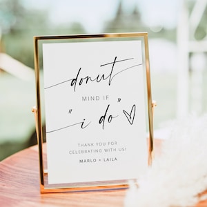 Donut Wedding Favor Sign, Donut Mind If I Do, Bridal Shower Donut Bar, Bridal Shower Dessert Sign, Boho Bridal Brunch Sign Printable | MIA
