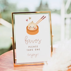 Dumpling Baby Shower Favor Sign Printable, Dim Sum Baby Shower Decor, Dumpling Birthday Decor Sign, Editable Template, DIY