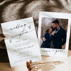 Minimalist Wedding Reception Invite, Photo Wedding Announcement, Photo Elopement Announcement, Modern Elopement Party Invitation Text | MIA