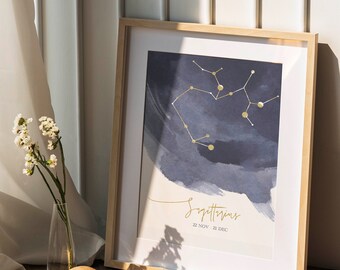 Wall Print: Zodiac, Sagittarius, Sagittarius Constellation, Sagittarius Poster, Astronomy Poster, Zodiac Constellation Poster, Boho Decor,