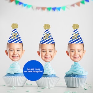 Birthday Cupcake Toppers with Photo, Printable Cupcake Topper, Cupcake Toppers Personalized, Cupcake Toppers Face, 30th Birthday Decor
