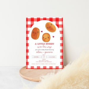 Convite para chá de bebê Little Nugget, chá de bebê fast food, convite digital para chá de bebê, download instantâneo do tema Chick Fil A