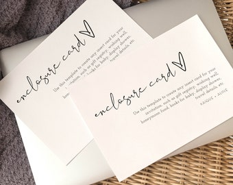 Minimalist Enclosure Card Template, Modern Wedding Invite Insert, Bridal Shower Insert Card, Enclosure Card, Editable Wedding Insert Card