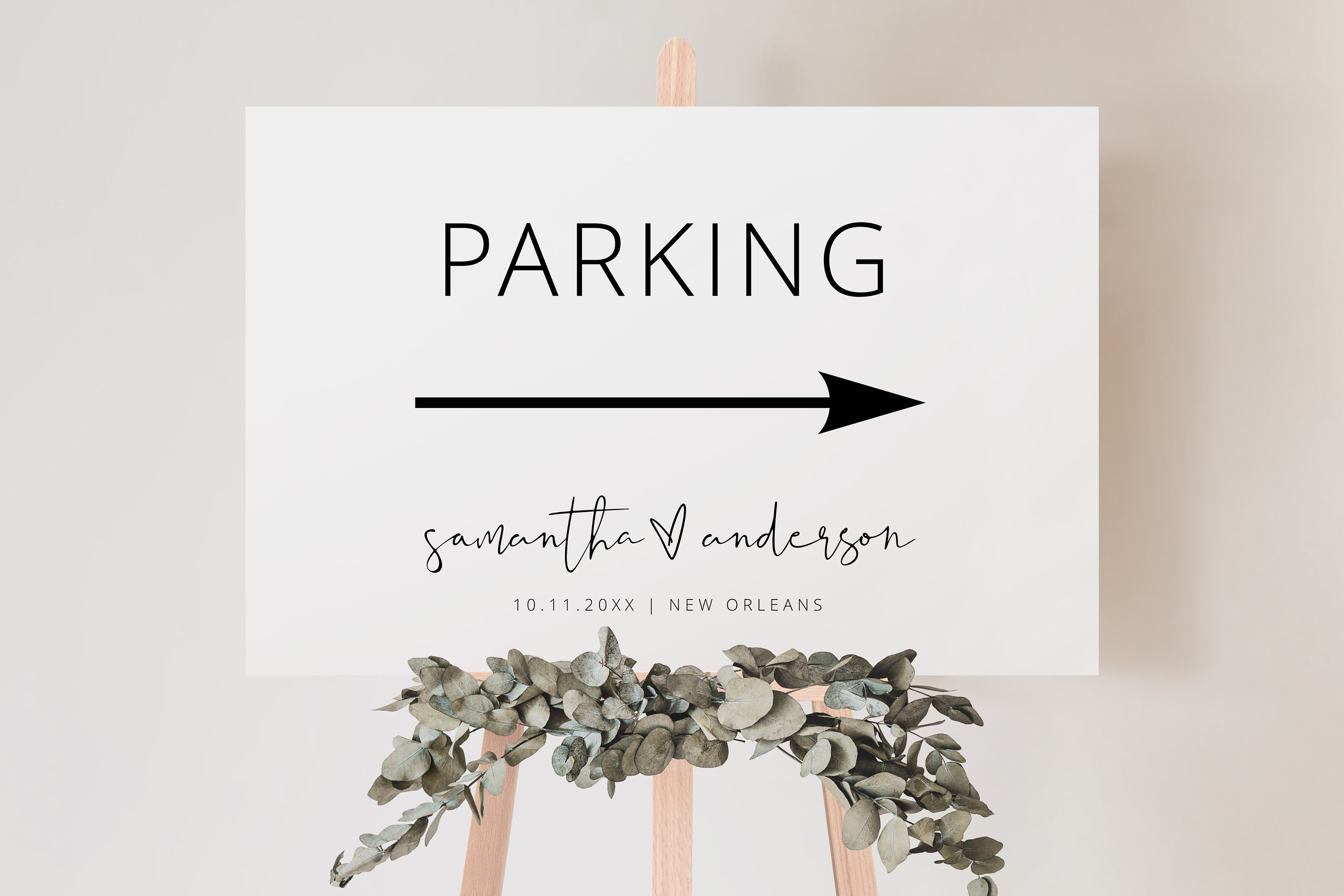 Wedding Parking Sign Minimalist Directional Sign Reception Etsy