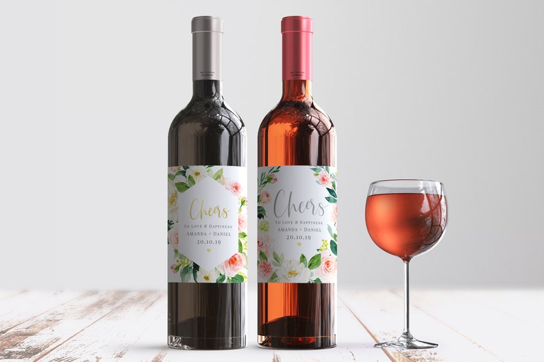 Self-Editing Wine Bottle Label Template Printable Wedding | Etsy