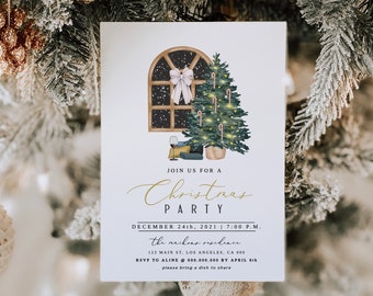 Christmas Invitation, Christmas Trees Party Invitation, Holiday Trees Invitation, Instant Download, Edit with Templett, Editable Holiday