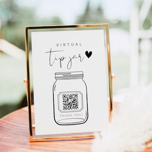 Virtual Tip Jar QR Code Sign, Tip Your Bartender Sign, Wedding Bar Tip Sign, Modern Cash App Sign, Venmo Tip Sign, Qr Code Sign Business