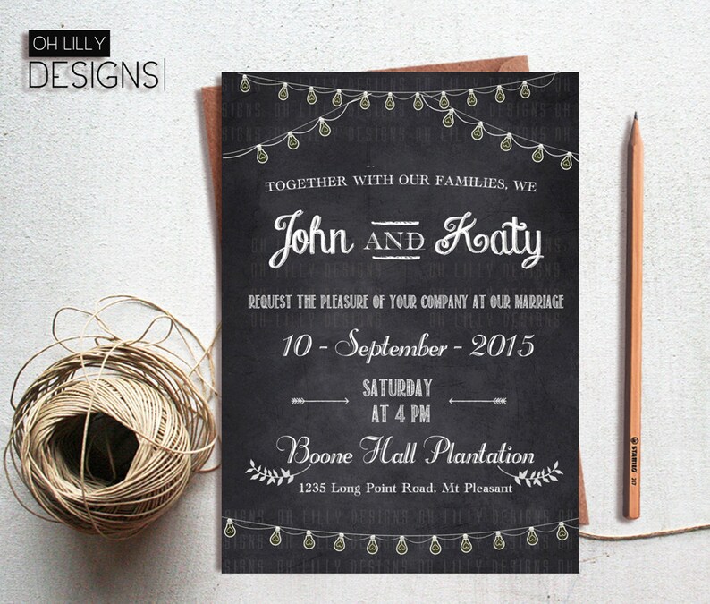 Chalkboard Wedding Invitation Printable Wedding Invitation - Etsy
