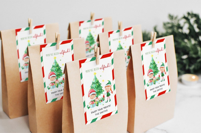 You've Been Elfed Tag Christmas Elf Gift Tag Template - Etsy