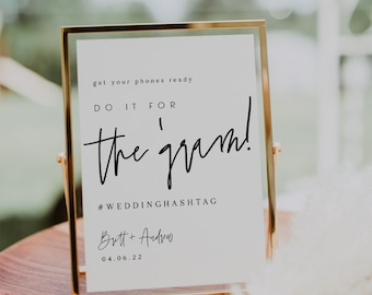 ELLIA | Instagram Hashtag Sign Vorlage, Do It For the Gram Sign, Moderne Minimalistisch Teilen Sie die Liebesschild druckbar, Hochzeit Foto stand Schild
