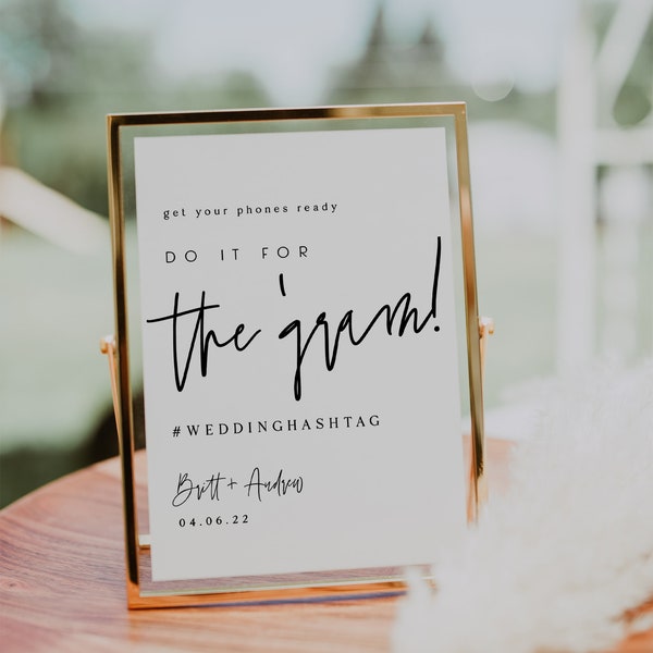 ELLIA | Instagram Hashtag Sign Template, Do It For the Gram Sign, Modern Minimalist Share The Love Sign Printable, Wedding Photo Booth Sign