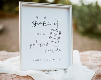 Photo Guest Book Sign, Shake It Like A Polaroid Picture, Photo Guestbook Printable, Photo GuestBook Sign Template, Polaroid Wedding Sign