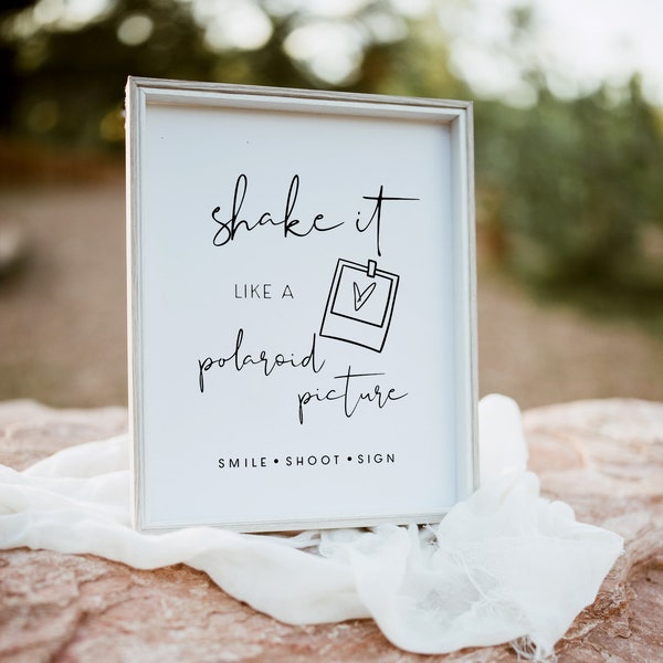 Photo Guest Book Sign, Shake It Like A Polaroid Picture, Photo Guestbook Printable, Photo GuestBook Sign Template, Polaroid Wedding Sign