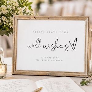 Well Wishes Sign Template, Wedding Well Wishes GuestBook Sign, Leave Your Wishes Wedding Sign, Unique Guestbook Wedding Ideas DIY