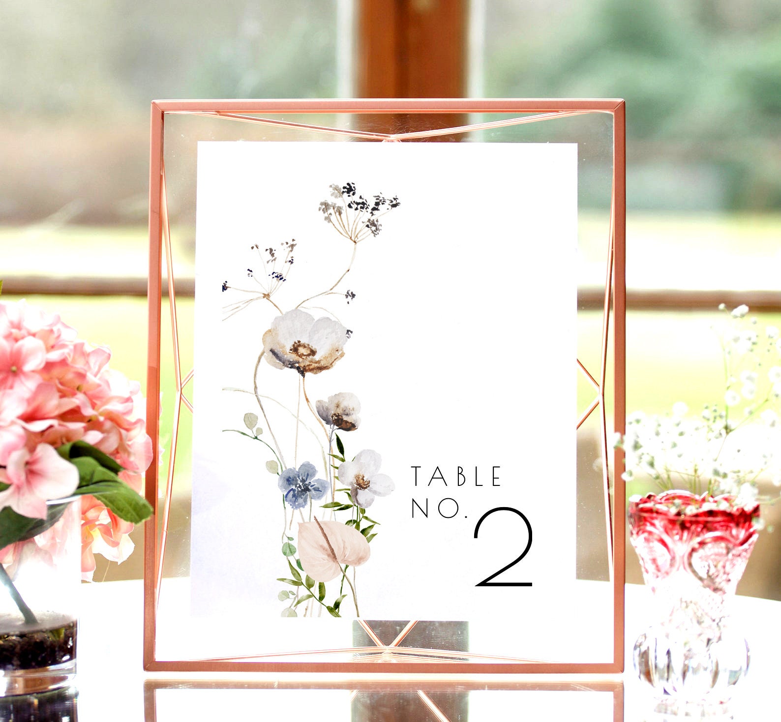 Dahlia Wildflower Wedding Table Card Wedding Table Card Etsy