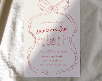Handwritten Galentine's Valentine Party Invitation, Galentines Invitation Brunch, Valentine Party Invitation, Be My Galentine, Girls Night