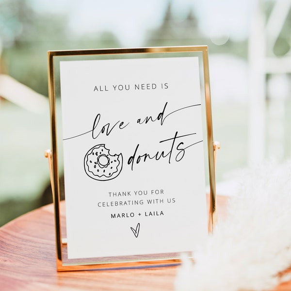 Amour et Donuts Sign Template, Minimalist Bridal Brunch Donut Bar Sign, Modern Wedding Donut Bar, Boho Bridal Shower Bar, Donut Sign | MIA