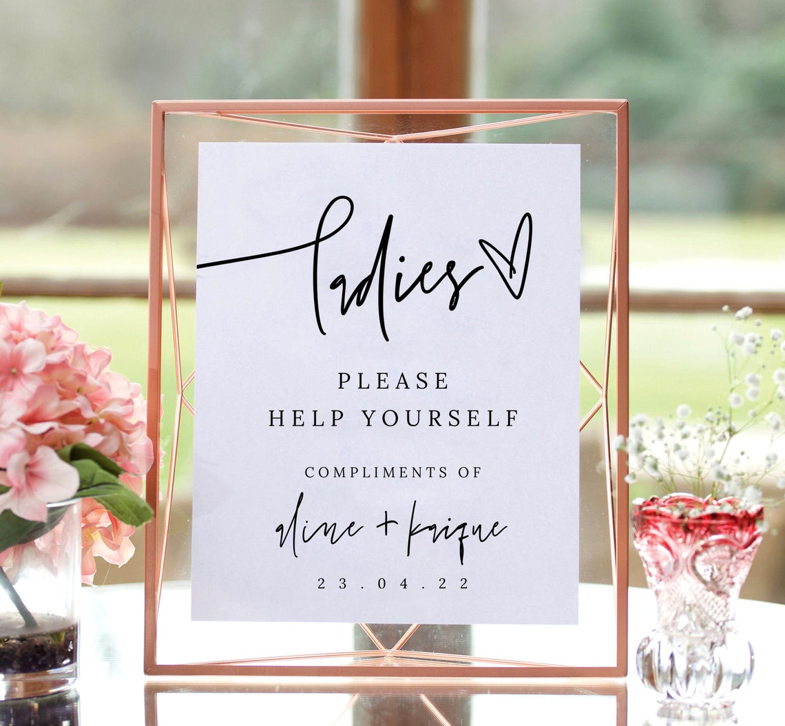 Wedding Bathroom Basket Sign Wedding Bathroom Sign Template Etsy