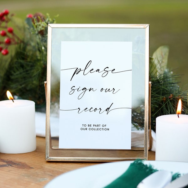 Please Sign Our Record To Be A Part Of Our Collection, Wedding Signs, Wedding Record Guestbook, Guest Book Sign, Wedding Signage, Decor Sign