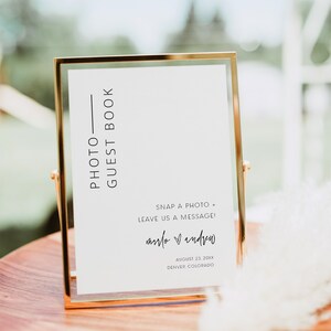MARLO | Wedding Photo Guest Book Sign Template, Modern Photo Guestbook Sign, Minimalist Photo Guest Book, Snap a Photo Sign Polaroid DIY