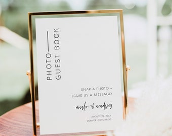 MARLO | Hochzeit Foto Gästebuch Schild Vorlage, Modernes Foto Gästebuch Schild, Minimalistisches Foto Gästebuch, Snap a Foto Schild Polaroid DIY