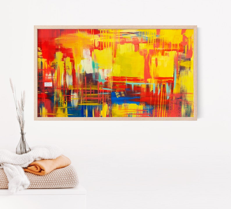 Samsung Frame TV Art Mid Century Modern Abstract Scribble Art Etsy